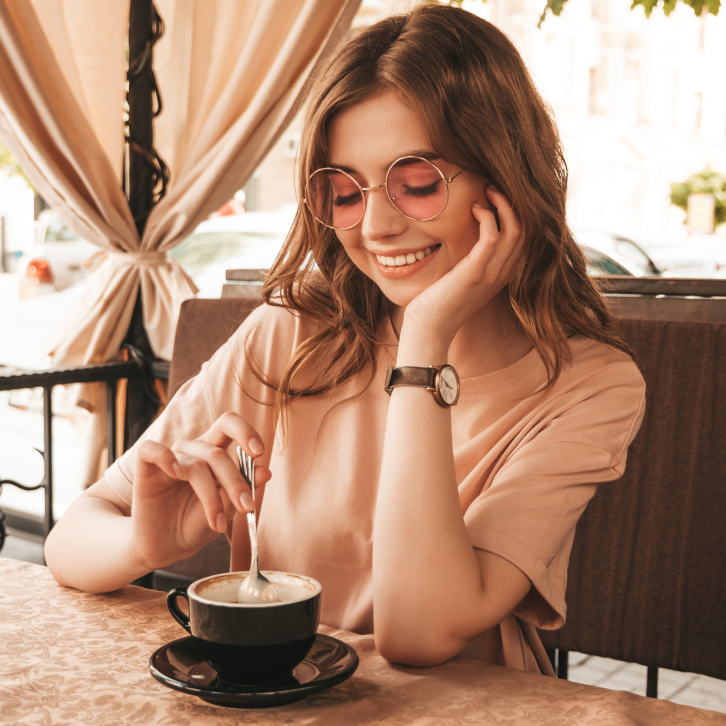 a girl in a cafe